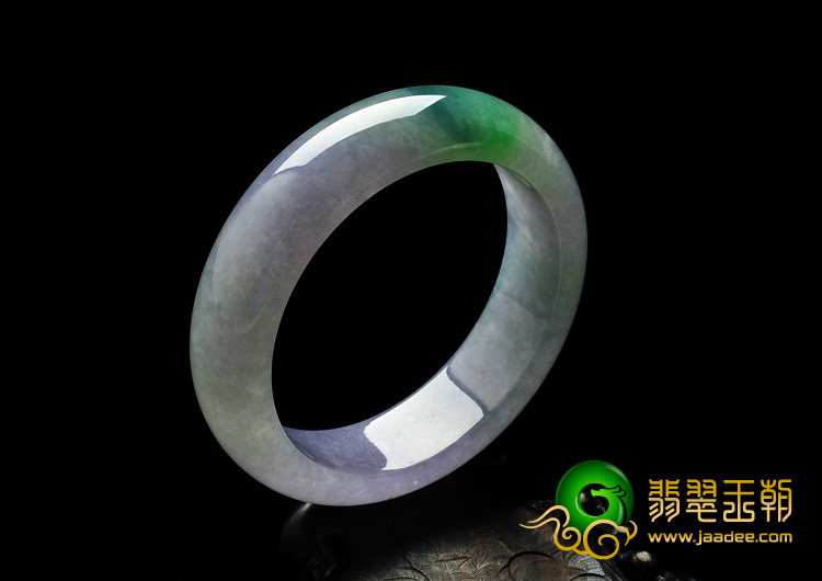 冰种春带彩缅甸翡翠A货手镯（56.8mm）