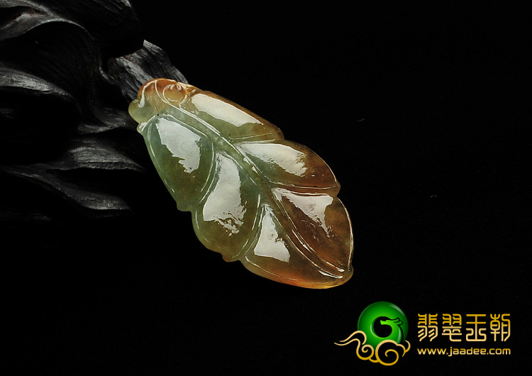 冰种黄翡缅甸翡翠A货玉叶挂件