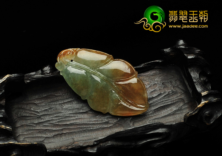 冰种黄翡缅甸翡翠A货玉叶挂件