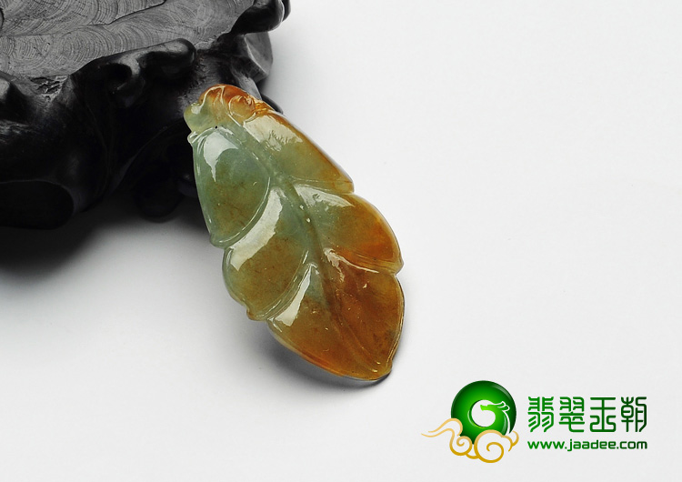 冰种黄翡缅甸翡翠A货玉叶挂件