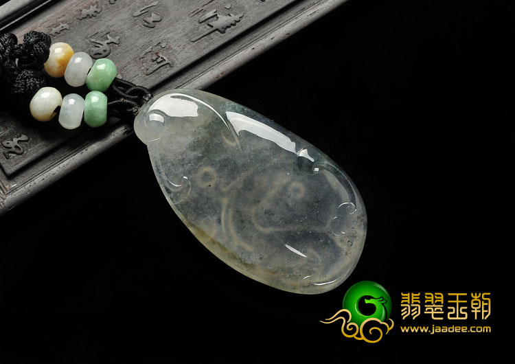 冰玻种飘花缅甸翡翠A货仿古凤来仪挂件