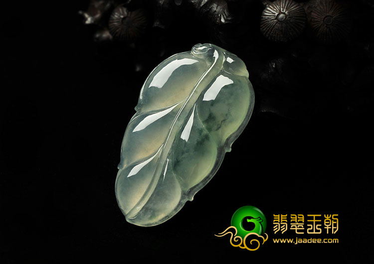 冰种飘花缅甸翡翠A货叶子挂件