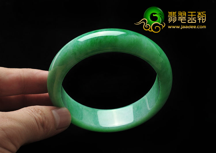 糯冰种阳绿缅甸翡翠A货手镯（59.6mm）