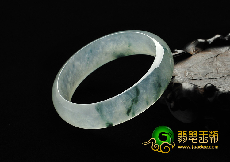 冰玻种飘花缅甸翡翠A货手镯（52.4mm）