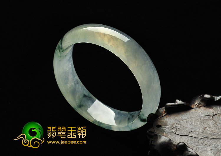 冰玻种飘花缅甸翡翠A货手镯（52.4mm）