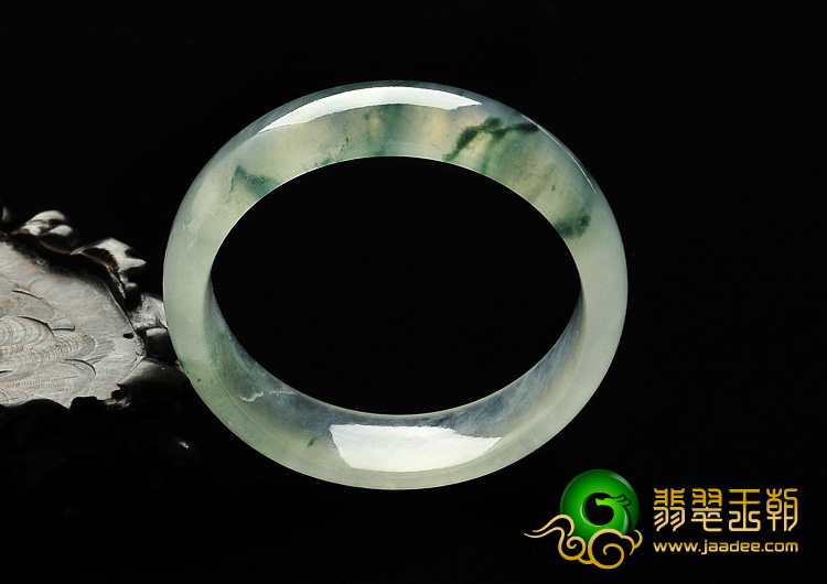 冰玻种飘花缅甸翡翠A货手镯（52.4mm）