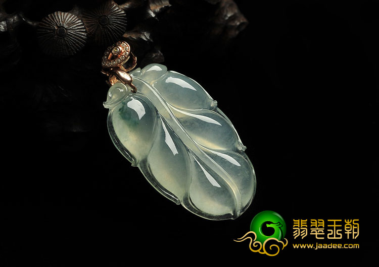 冰玻种飘花缅甸翡翠A货叶子挂件