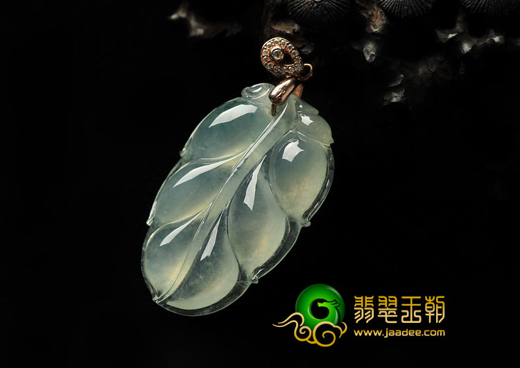 冰玻种飘花缅甸翡翠A货叶子挂件