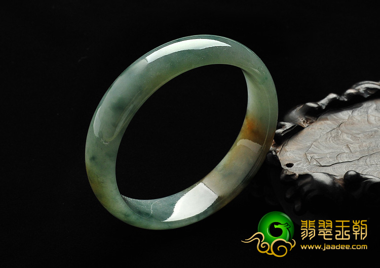 糯冰种飘花带黄翡缅甸翡翠A货手镯（58.2mm）
