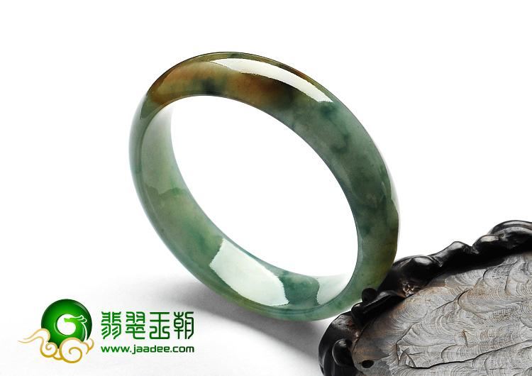 糯冰种飘花带黄翡缅甸翡翠A货手镯（58.2mm）