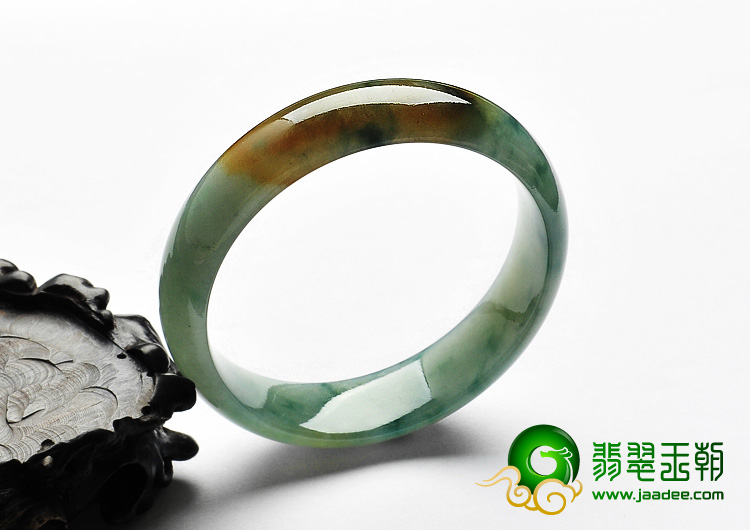 糯冰种飘花带黄翡缅甸翡翠A货手镯（58.2mm）