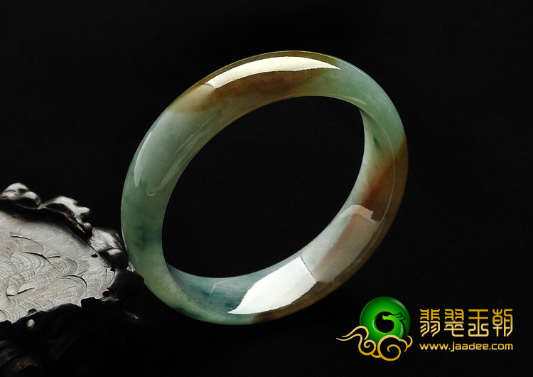 糯冰种飘花带黄翡缅甸翡翠A货手镯（58.3mm）