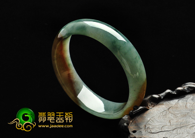 糯冰种飘花带黄翡缅甸翡翠A货手镯（58.3mm）