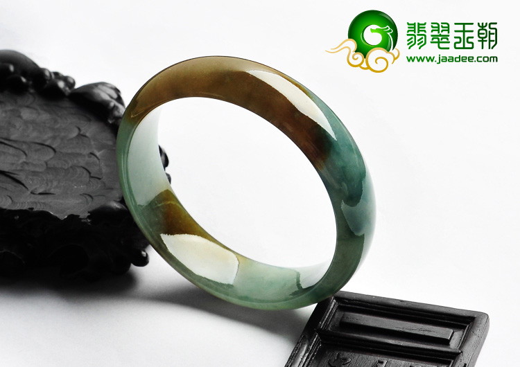 糯冰种飘花带黄翡缅甸翡翠A货手镯（58.3mm）
