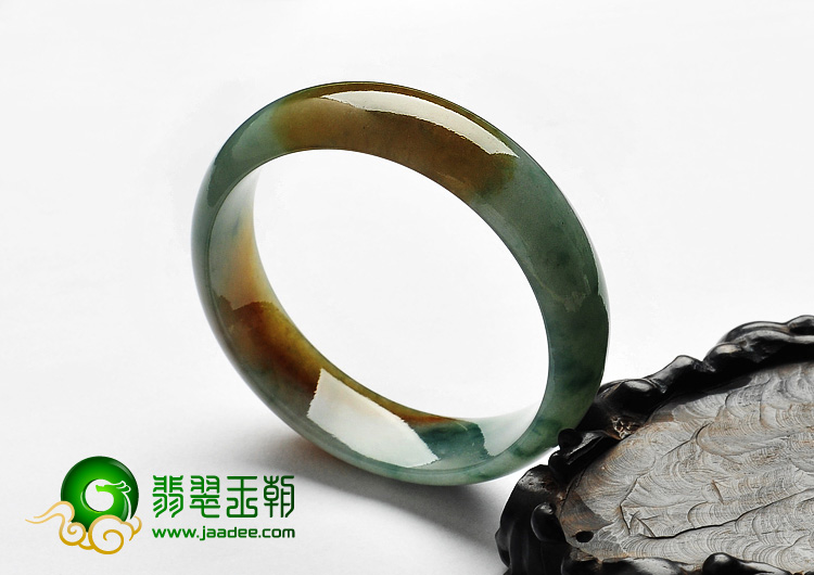 糯冰种飘花带黄翡缅甸翡翠A货手镯（58.3mm）