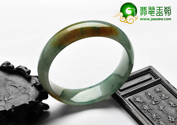 糯冰种飘花带黄翡缅甸翡翠A货手镯（58.4mm）