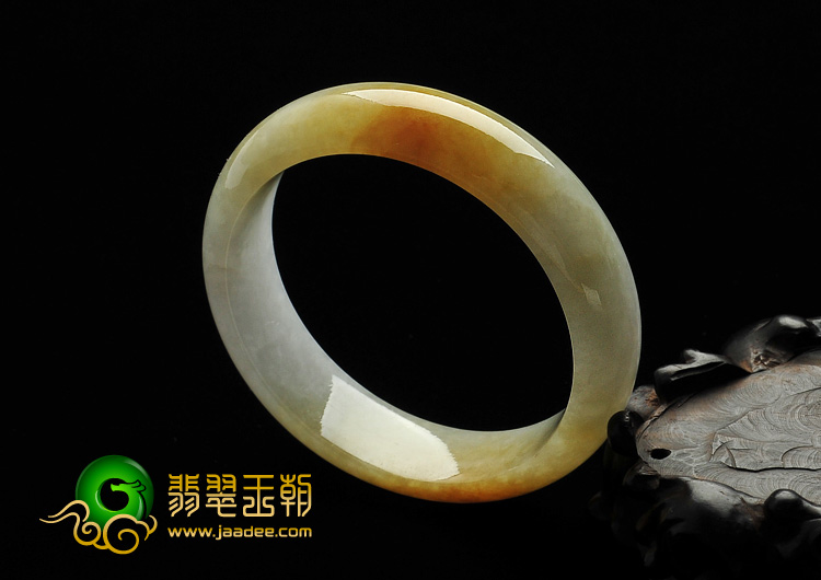 糯冰种黄翡缅甸翡翠A货手镯（52.8mm）