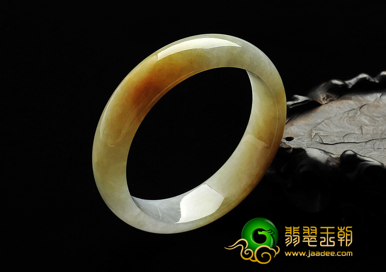 糯冰种黄翡缅甸翡翠A货手镯（52.8mm）