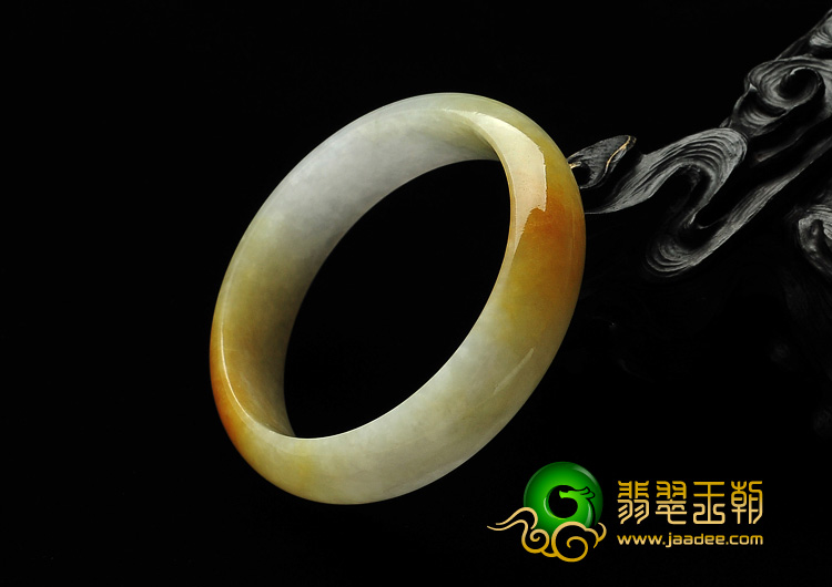糯冰种黄翡缅甸翡翠A货手镯（52.8mm）