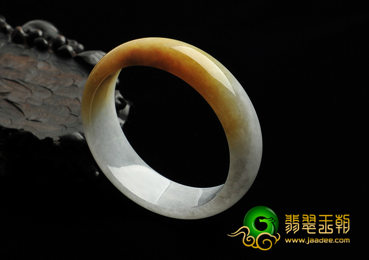 糯冰种黄翡缅甸翡翠A货手镯（55.6mm）