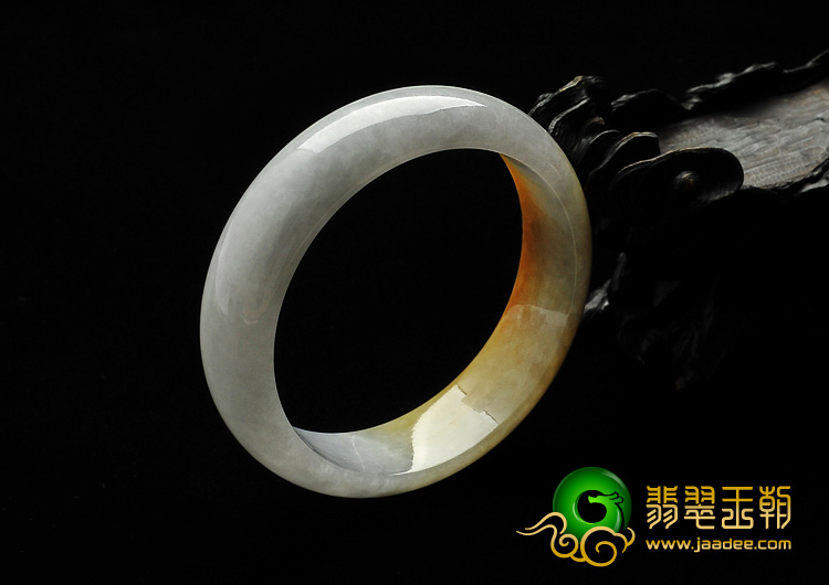 糯冰种黄翡缅甸翡翠A货手镯（55.6mm）