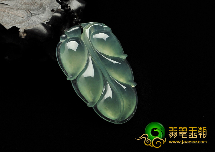 冰玻种晴水缅甸翡翠A货叶子挂件