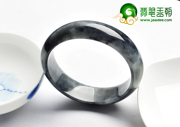 细糯种黑色缅甸翡翠A货手镯（58.2mm）