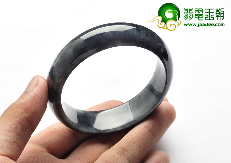 细糯种黑色缅甸翡翠A货手镯（58.2mm）
