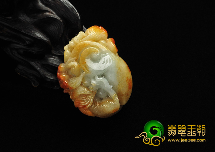 细糯种红黄翡缅甸翡翠A货飞龙挂件