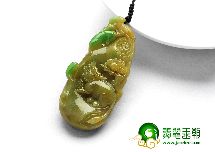 糯冰种黄加绿缅甸翡翠A货枯木逢春挂件