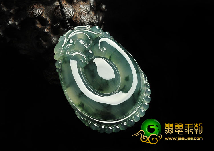 冰种飘花缅甸翡翠A货福在眼前挂件