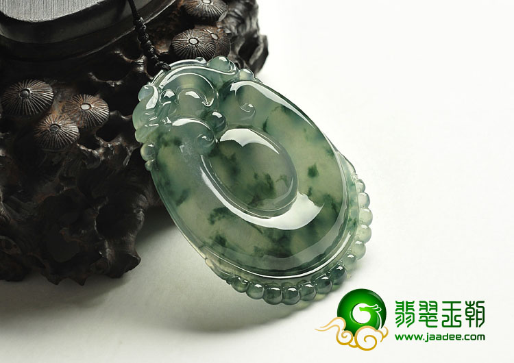 冰种飘花缅甸翡翠A货福在眼前挂件