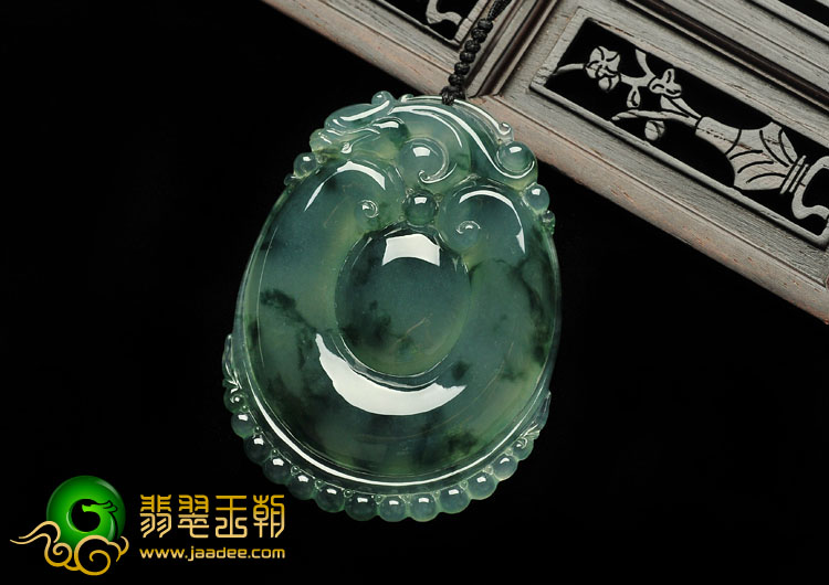 冰种飘花缅甸翡翠A货福在眼前挂件