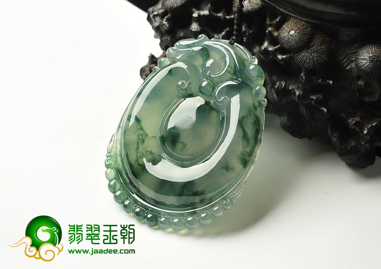 冰种飘花缅甸翡翠A货福在眼前挂件