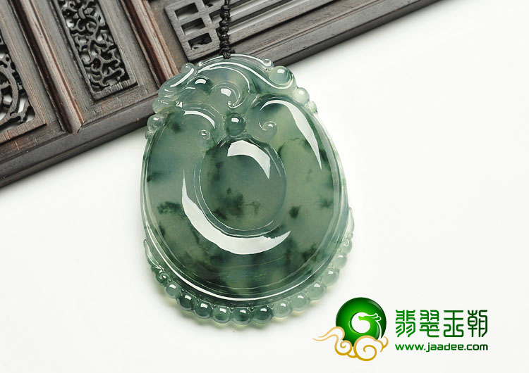 冰种飘花缅甸翡翠A货福在眼前挂件