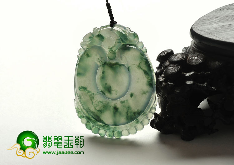冰种飘花缅甸翡翠A货福在眼前挂件