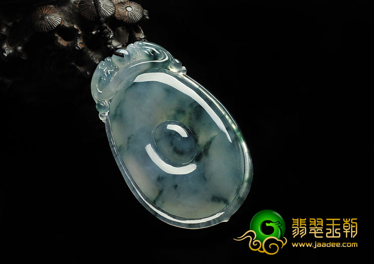 冰种飘花缅甸翡翠A货福在眼前挂件