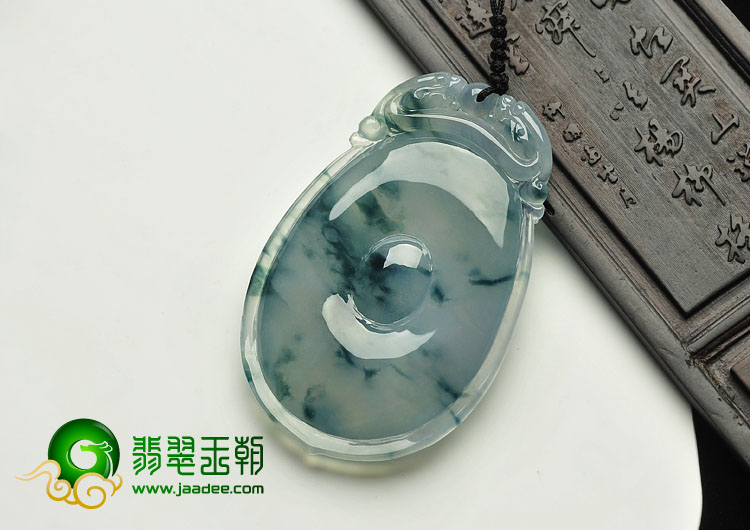 冰种飘花缅甸翡翠A货福在眼前挂件