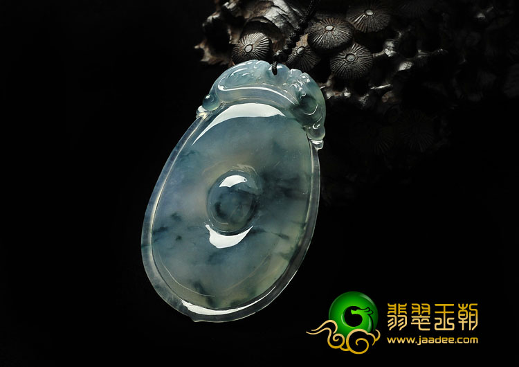 冰种飘花缅甸翡翠A货福在眼前挂件