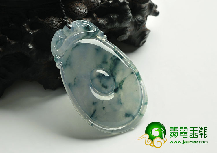 冰种飘花缅甸翡翠A货福在眼前挂件