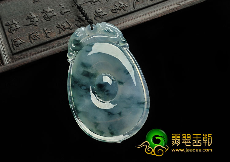 冰种飘花缅甸翡翠A货福在眼前挂件
