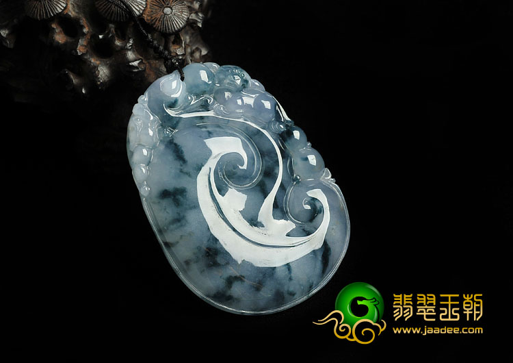 冰种紫罗兰飘花缅甸翡翠A货如意寿挂件
