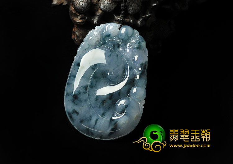 冰种紫罗兰飘花缅甸翡翠A货如意寿挂件