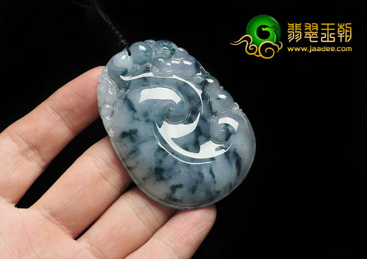 冰种紫罗兰飘花缅甸翡翠A货如意寿挂件