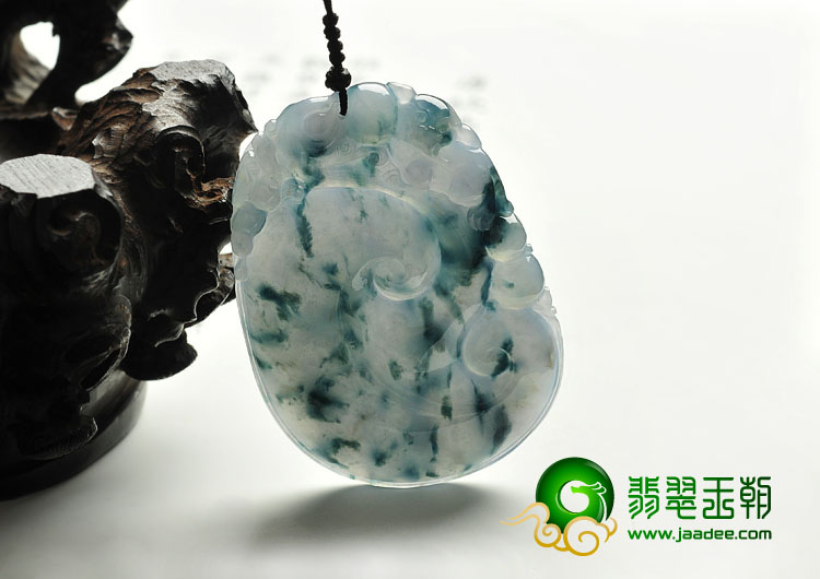 冰种紫罗兰飘花缅甸翡翠A货如意寿挂件