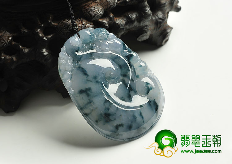 冰种紫罗兰飘花缅甸翡翠A货如意寿挂件