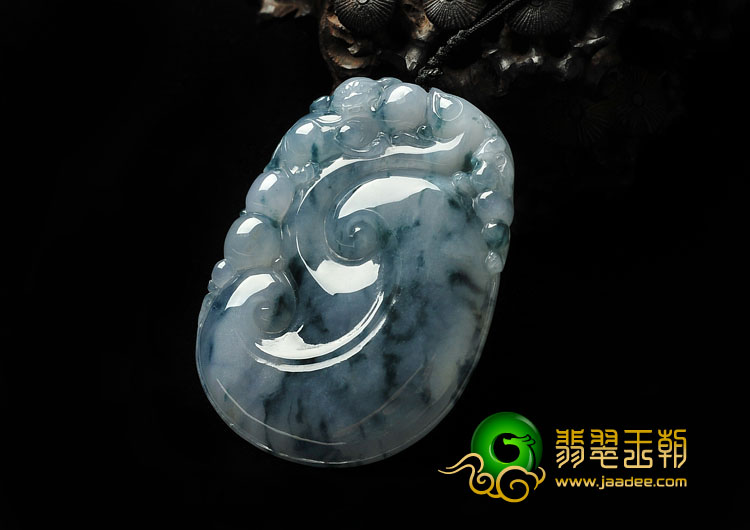 冰种紫罗兰飘花缅甸翡翠A货如意寿挂件