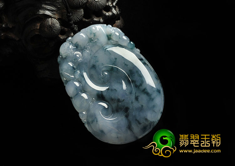 冰种紫罗兰飘花缅甸翡翠A货如意寿挂件