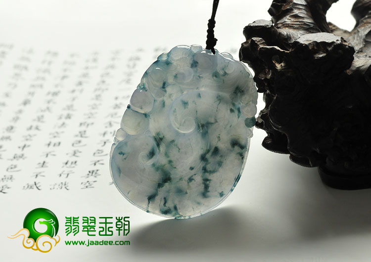 冰种紫罗兰飘花缅甸翡翠A货如意寿挂件