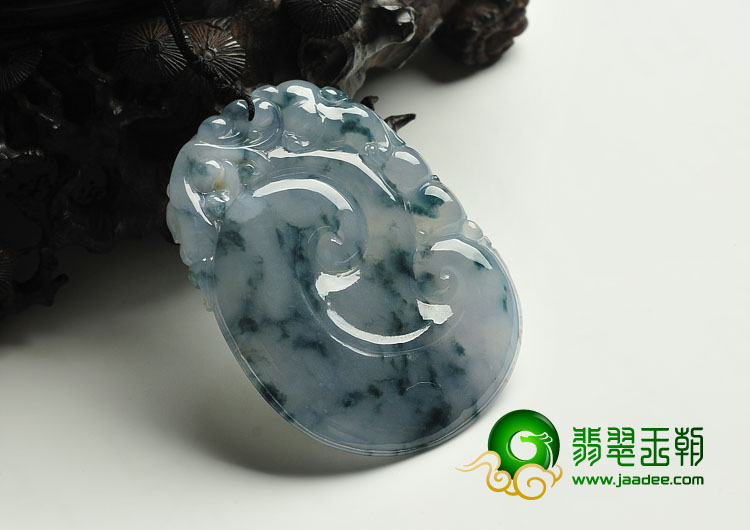 冰种紫罗兰飘花缅甸翡翠A货如意寿挂件